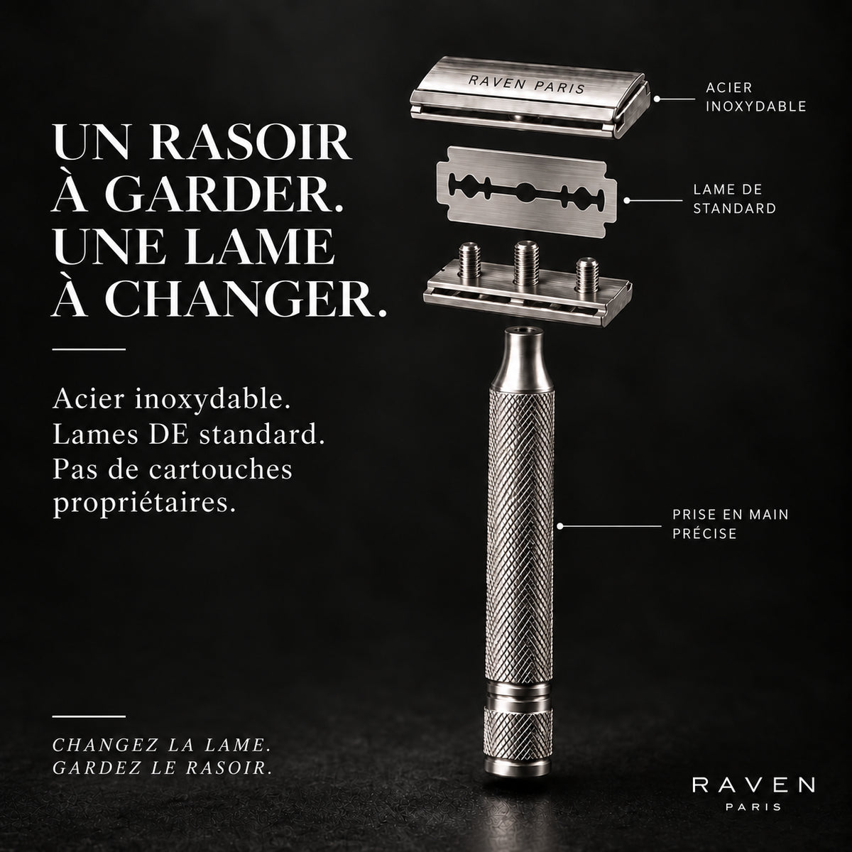 ACIER 30 Rasoir de sûreté en acier inoxydable