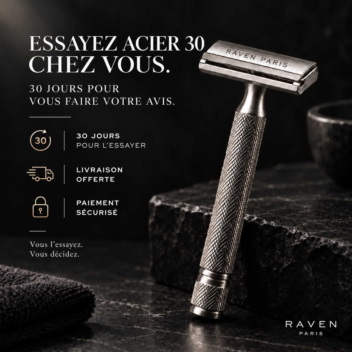 ACIER 30 Rasoir de sûreté en acier inoxydable